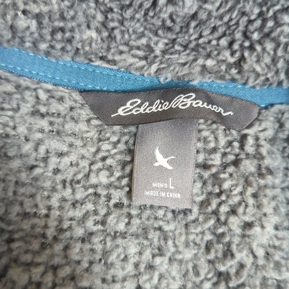 Eddie Bauer Deep Pile 1/2 zip pullover shag fleece/sherpa Size Large in Gray - Picture 4 of 8